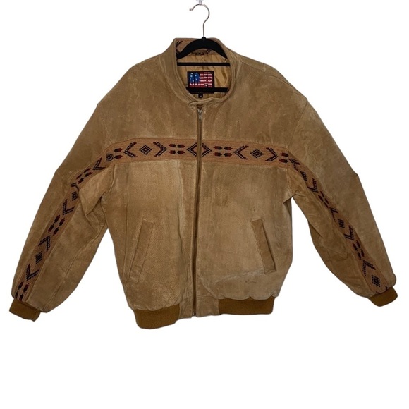adler authentic Jackets & Blazers - Adler authenic brown suede leather jacket Aztec size Medium Vintage zip up